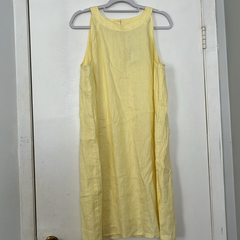 J. Jill Linen Yellow Sleeveless Dress - Picture 1 of 5